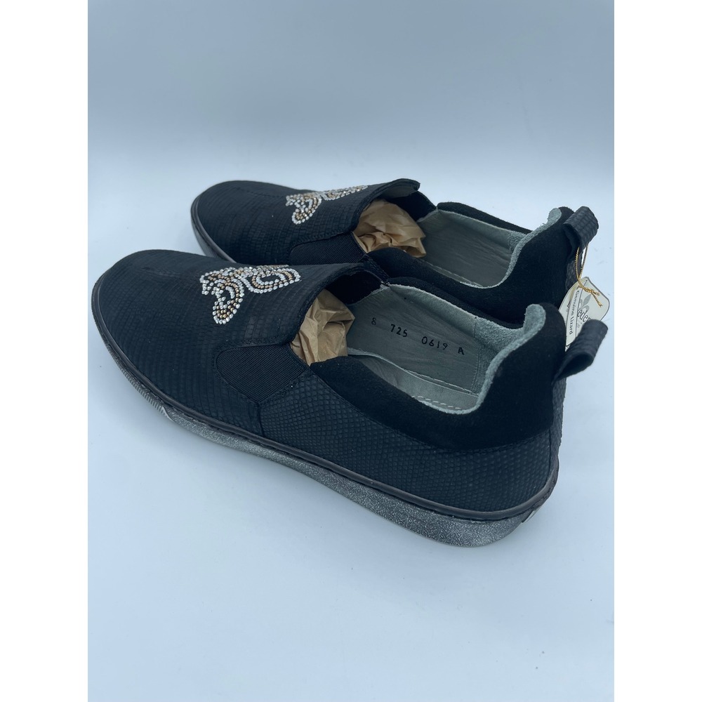 Belvedere Kane Black Genuine Lizard Swarovski Crystal Fleur De Lis Shoes Mens 8 - Picture 3 of 9